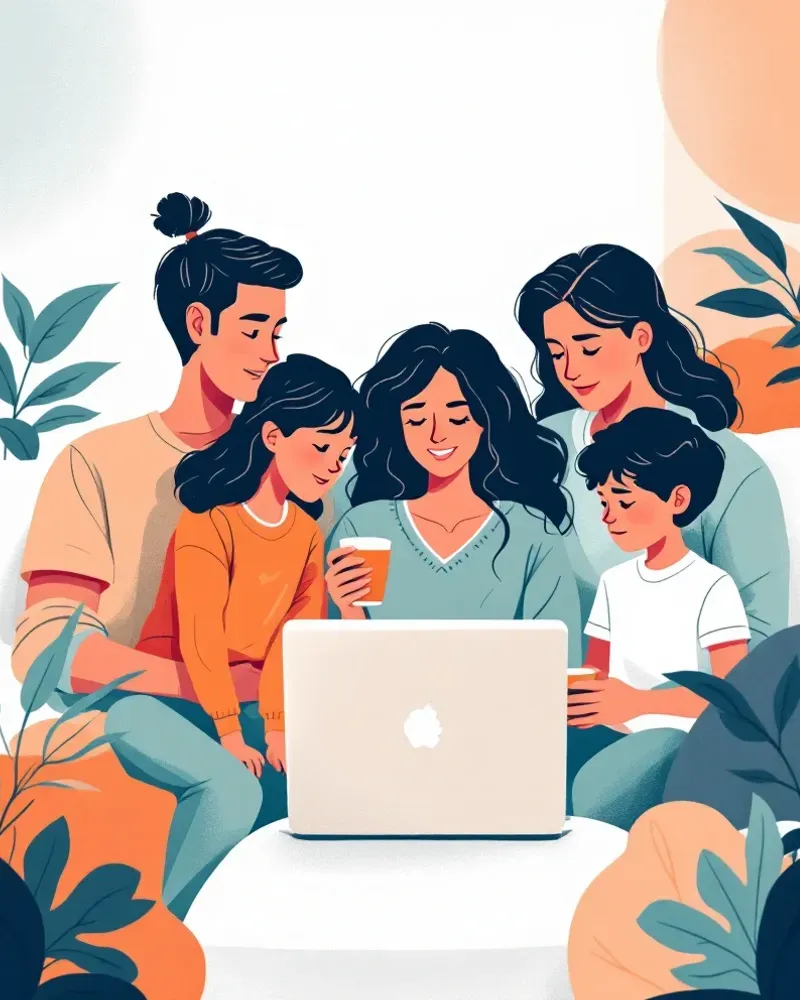 Family supporting member during virtual ADHD appointment