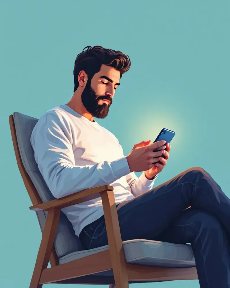 Man having virtual ADHD appointment on smartphone