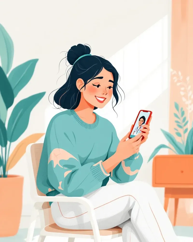 Woman having virtual ADHD appointment on smartphone