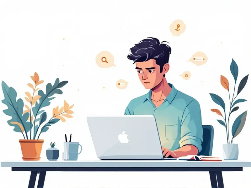 Vector illustration of person using laptop to research ADHD symptoms