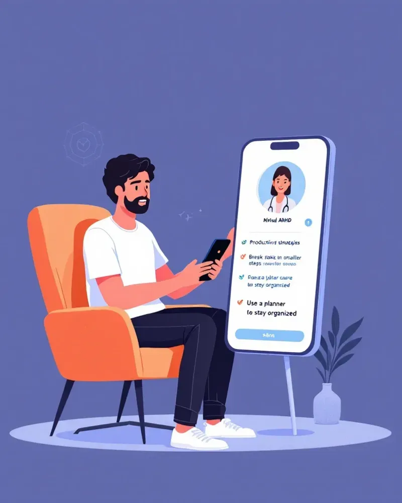 Person having virtual ADHD appointment on smartphone